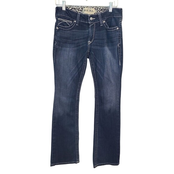 Ariat Low Rise Stretch Rosy Whipstitch Boot Cut Lakeshore Blue Jeans Size 30R - Picture 1 of 15